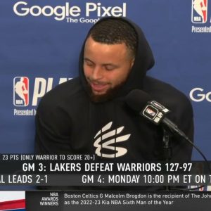 Stephen Curry reacts to embarrassing game 3 loss vs. Lakers